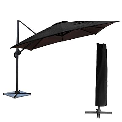 Happy Garden Parasol déporté Molokai carré 3x3m Noir + Housse