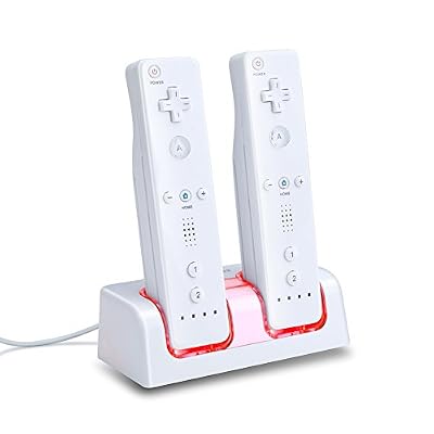 MP power @ STATION CHARGEUR 2 Port +2 BATTERIE battery 2800mAh Pour Nintendo Wii WIIMOTE MANETTE REMOTE