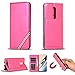Produktbild Miagon für OnePlus 7 Hülle,Wallet Case Cover Schutzhülle und Klapp Magnetisch Flip Bumper Ledertasche Schutzhülle,Rose Rot