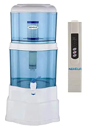 NEXQUA Dew Non-Electric Ultra Filtration Based Gravity Water Filter and Purifier With 14 Litre (7+7 Litre Combined) Storage and Plastic Tap (UF Gravity + TDS Meter)