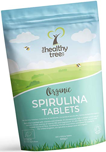 TheHealthyTree Company Tabletas de Espirulina Orgánica - certificadas en el Reino Unido - 600 x 500mg (300g)