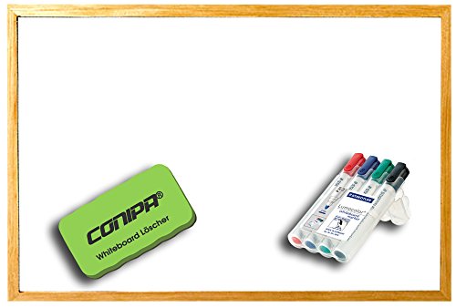 Preisvergleich Produktbild MAUL Whiteboard mit Holzrahmen, 40×60 cm (Board + Marker + Löscher)