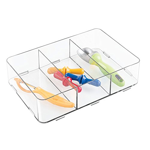 InterDesign 42510EU Clarity Ineinandergreifender Schubladen-Organizer zum Aufbewahren von Seife, Kosmetika, Pflegeprodukten – 3 Fächer, Durchsichtig Plastik 30,48 x 20,95 x 7,62 cm - 3