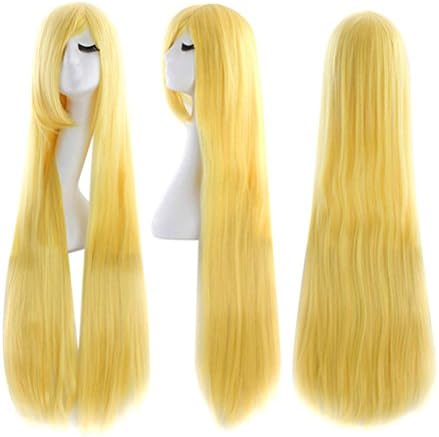 Wincy Shop 100cm Long Wavy Cosplay Wigs Oblique Bangs Party Wig Black Blue Pink Green Blond Red 17 Colors