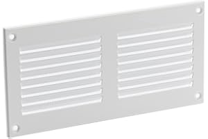 EUROPLAST 200x100mm Griglia di Ventilazione con Zanzariera - Griglie D'Aerazione in Metallo - Acciaio, Bianca