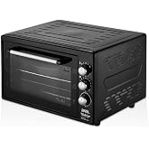 AKEL AF380L 38 Liter Midi Oven with Lamp, Thermostat and Clock (Black)