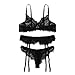 Produktbild JKLEUTRW UnterwäSche Damen Sexy Set, Dessous Frauen Spitzen BH Briefs NachtwäSche Bodysuit Bodysuit Negligee Riemchen Reizvolle Bustier NachtwäSche Bademantel Nachthemd