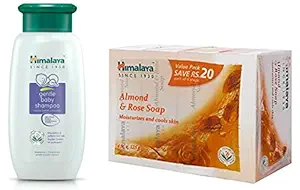 Himalaya Baby Shampoo (400 ml) & Herbals Soap, Almond and Rose, 125g (Pack of 4)