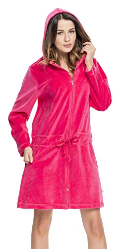 dn-nightwear Mujer Albornoz/Abrigo Bata/Sauna con Capucha con Alto Contenido de algodón Rose X-Large