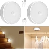 KEYORA White Motion Sensor Night Light for Home with USB Charging Battery Rechargeable Wireless Magnetic Self Adhesive LED La
