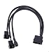 Produktbild Wokee Molex 4 Pin zu 3 x 3/4-poligen 5v12v Usb Sleeved Dual Fan Netzteil-Kabel 30cm