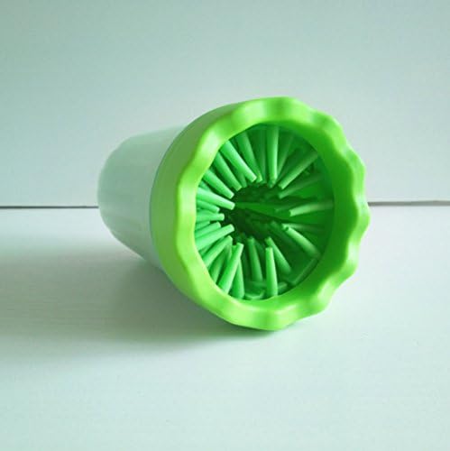 Portable Dog Paw Cleaner Pet Cleaning Brush Cup Dog Foot Cleaner Durable Cleaning Cup With Silicone Bristles(Green, L)