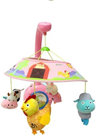 Amazemarket 0-3 Years Baby Rattle Music Box Toy Plush Animal Crib Mobile Holder Arm Stroller Pushchair Bed bell Spinning Early Learning Development Multifunctional Kids Gift (pink)