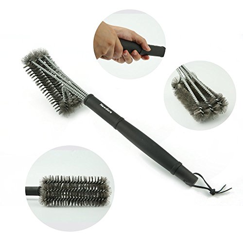 BBQ Grill-Bürste, Newdora -45CM- 3 Edelstahl BBQ Grillbürste in 1 und einen kleinen 100% kleine Silikonpinsel / Hitzebeständige Handschuhe – Best Barbecue-Reiniger Werkzeuge Zubehör – Outdoor-Küche Drahtborsten Reinigung Grates Parts Set Weber Holzkohle, Charbroil, Gas, elektrischer Handgriff, Porzellan, Infrarot-Grills - 8