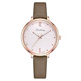 Lucky mall Damenmode Uhr, Damen Casual Quarz Armbanduhr Lederband