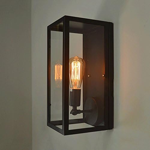 Vintage Loft Industrial Style Iron Wall Lamp American Country Glass Box Decorative Wall Light 36cm*16cm