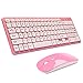 Price comparison product image Wireless Keyboard and Mouse KINGCOO Portable 2.4GHZ Ultra Slim Full-size Quiet Wireless Keyboard and DPI Adjustable Silent Mouse Combo for Desktop Windows/Android- UK Layout (Rose)