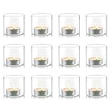 PACKAGE BEINHALTET: 12-tlg. Kerzenhalter aus Glas. Es misst 5,7 cm B x 5 cm H. Es wiegt 44g ein Stück.