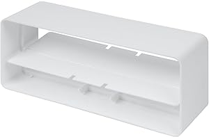 Vent Systems 220 x 90 mm White Rectangular Duct Backdraft Damper – One-Way Airflow Flap Connector – PVC Ventilation Check Valve for HVAC Kitchen, Bathroom, Home System