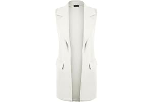 REAL LIFE FASHION LTD Women Long Duster Coat Ladies Waistcoat Smart Blazer Long Sleeves Belted Duster Coat Sleeveless Pocket Waistcoat Plain Winter Wear Blazer Coat