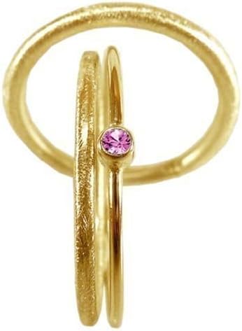 Wedding rings in gold with pink tourmaline, three rings in set, engagement ring, classic wedding rings turmalin - handmade by Silverlounge
