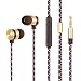 Produktbild AMNIE AE-EM801 Ohrhörer Kopfhörer - High Definition, In-Ear, kein Kabelsalat, Geräuschisolation, TIEFER STARKER BASS durch Mikrofon - Lautstärkeregler und 3,5 mm Kabel für iPhone, iPod, iPad, MP3-Player, Samsung Galaxy, Nokia, HTC, Nexus - Gold