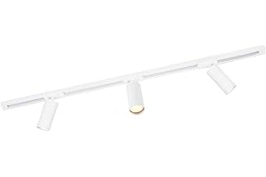 Ledvion - Iluminación LED sobre Carril 1M + 3 Focos de Riel (Blanco, Regulable, Accesorio GU10), Luminaria de Riel Monofásica, Luminaria de Riel, Foco de Riel