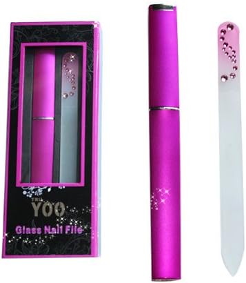 TRUYOO Crystal Glass Nail File Manicure Pedicure Art Files Pink with Hard Case - Pink Rose