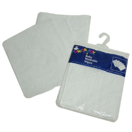 Junior Joy 6 Baby Washable Wipes White (6 wipes)