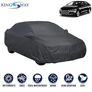 Kingsway Dust Proof Car Body Cover with Mirror Pockets for Hyundai Elantra (Model Year : 2016-2019) (Grey Matty, Triple Stitched)