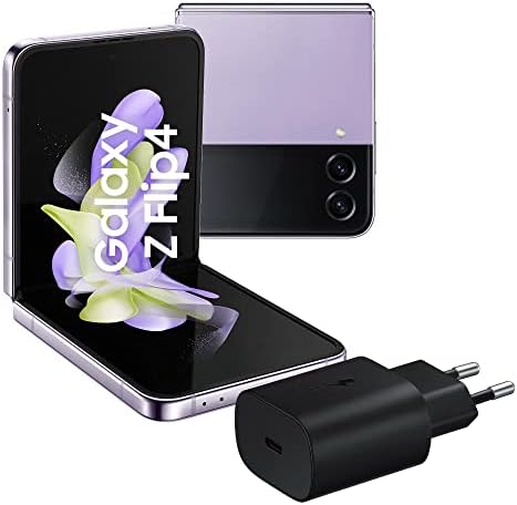 SAMSUNG Galaxy Z Flip4 Smartphone 5G, Pieghevole, Caricatore incluso, Sim Free Android, 256GB, Display Dynamic AMOLED 2X 6.7”/Super AMOLED 1.9”1,2, Viola (Bora Purple), 2022 [Versione Italiana]