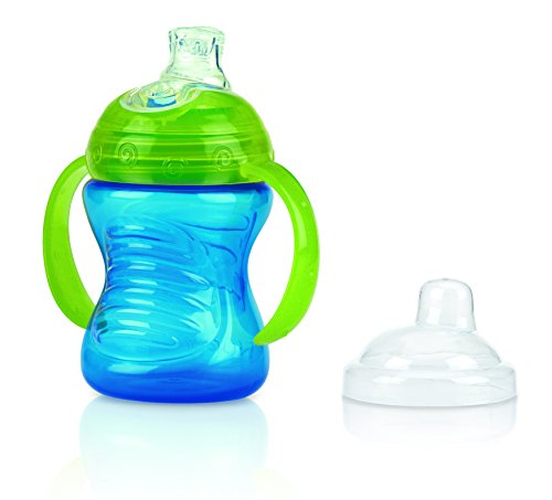 Nuby ID10052BLUE Trinklerntasse mit Silikonmundstück, 240ml, blau