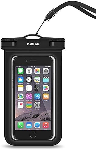 Universal Waterproof Case, Kosse CellPhone Dry Bag Pouch for iPhone 7 6S 6,6S Plus, SE 5S, Samsung Galaxy S7, S6, Note 5 4, HTC LG Sony Nokia Motorola up to 6.0" diagonal -Black
