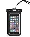 Produktbild Kosse Universale Wasserdichte Schützhülle Handy Beutel Tasche Wasser-, Staub-, Schmutz- und Schneegeschützte Hülle für iPhone 6S 6,6S Plus, 5S 7, Samsung Galaxy S7, S6 Note 5 4, HTC LG Sony Nokia Motorola bis zu 6.0" Diagonale (Schwarz)