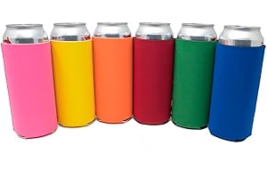 G7 POWER TahoeBay 16oz Can Sleeves - Multi Color Neoprene Beer Coolies - Blank Tall Energy Drink Coolers - Compatible with 16oz Rockstar, Monster (Multicolor, 6)