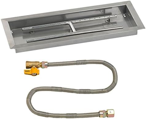 American Fireglass 24" X 8" Rectangular Drop-In Pan with Match Light Kit - Natural Gas