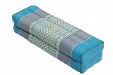 Handelsturm Pillow Block 50x15x10cm, kapok-filled, Support Cushion for Yoga and Meditation, Traditional Thai Design Light Blues