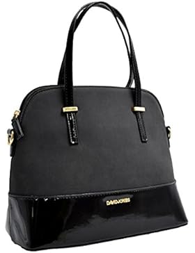David Jones - Damen Bugatti Tasche - Multicolor Handtasche mit Nubuk Samt und Lackiert Leder imitat - Starre Henkeltasche...