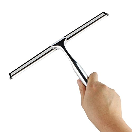 Cusfull Edelstahl Fensterwischer Duschabzieher mit Saugnapf zum Aufhängen für Glas Spiegel Fliese Reinigen 25×17,5 cm - 5