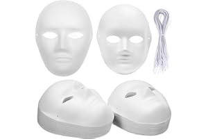 WUWEOT 40 Pack DIY Full Face Masks, 2 Sizes Paintable White Plain Masks, Paper Mache Masks for Cosplay, Halloween, Mardi Gras, Masquerade, Dance Party, Theater, Costume