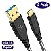 Produktbild USB Typ-C 3.0 Kabel, Tronsmart USB Typ-C Kabel [2-teilig, 0.9m / 1.8m] Nylon Geflochten Laden und Datentransfer für Samsung Note 9 / Hinweis 8 / S9 + / S9 / S8 + / S8, HUAWEI P20 / P10, usw. - Schwarz
