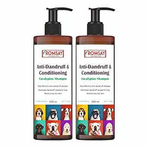 ROMSAY 2-IN-1 Eucalyptus Mint Shampoo And Conditioner Suitable For All Dogs,Cats This Highly Concentrated Formula Hydrates And Soothes Skin, Relives Itching And Smells Terrific Pet Shampoo (PACK OF 2)