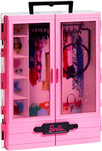 Barbie GBK11 - Tragbarer Traum Kleiderschrank mit Kleiderbügel, Puppenzubehör und Puppen Spielzeug ab 3 Jahren - 3