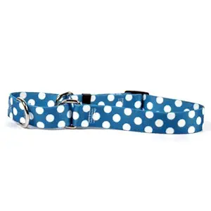 Blueberry Polka Dot Martingale Control Dog Collar - Size Small 14