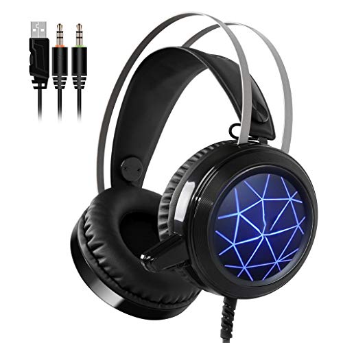 Preisvergleich Produktbild Geräuschunterdrückung LED-Over-Ear-PC-Gaming-Headset (Noise Cancelling-Kopfhörer mit Mikrofon) Für PC, PS4, Xbox One, Nintendo-Switch, Mac, Laptop, Smartphone USB-Spielkopfhörer (Size : B)