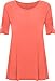 Womens Plus Size Scoop Neck Short Sleeve Flared Ladies Long Plain Top - Coral - 22/24