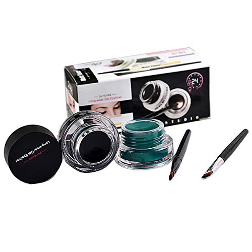 Fatetec Waterproof delineador de Ojos en Gel Eyeliner,2 en 1 Kit de cosméticos diseño (Set2)