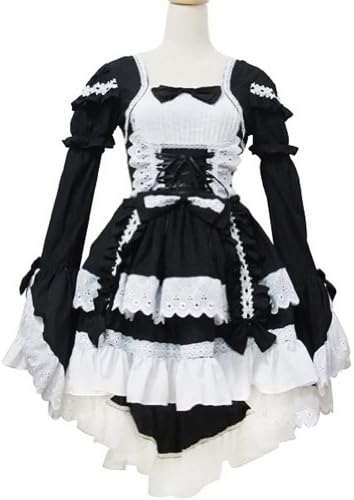 Black Lolita Anime Alice's Wonderland Maid Halloween Fancy Party Dress Cosplay Costumes