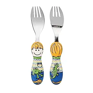 Eat4Fun Kiddos Kids Stainless Steel Fork, Sam, Multi Color