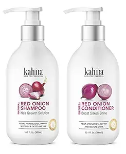Kahira Natural Red Onion Shampoo + Conditioner Hair Groth Solution Reduce Hair Breakage, Tangles, Split Ends & Excess Hair Fall(2 Items in the set)